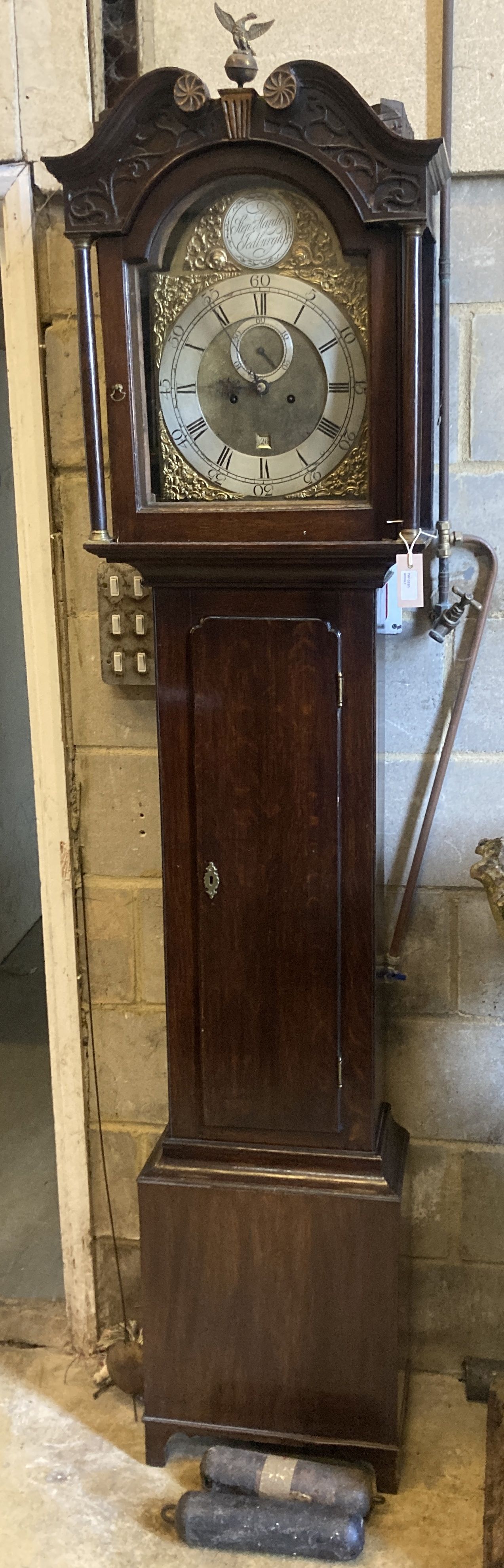 A George III oak eight-day longcase clock, Stephen Hardie, Jedburgh, height 214cm